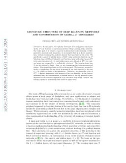 Geometric structure of Deep Learning networks and construction of global
  ${\mathcal L}^2$ minimizers