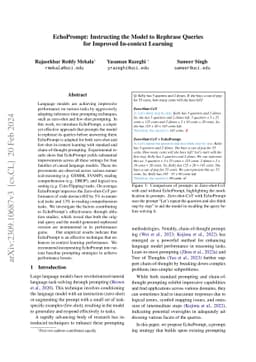 EchoPrompt: Instructing the Model to Rephrase Queries for Improved
  In-context Learning