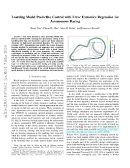 Learning Model Predictive Control with Error Dynamics Regression for
  Autonomous Racing