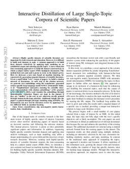 Interactive Distillation of Large Single-Topic Corpora of Scientific
  Papers
