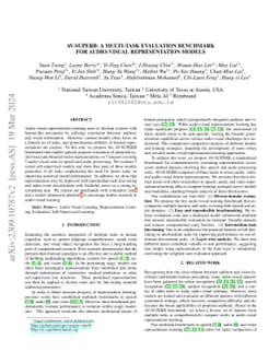 AV-SUPERB: A Multi-Task Evaluation Benchmark for Audio-Visual
  Representation Models