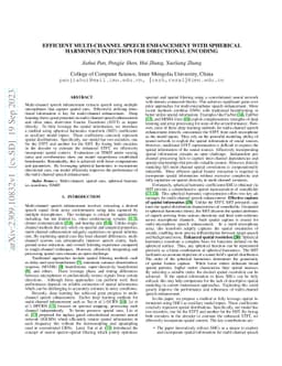 Efficient Multi-Channel Speech Enhancement with Spherical Harmonics
  Injection for Directional Encoding