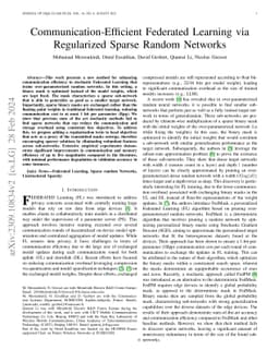 Communication-Efficient Federated Learning via Regularized Sparse Random
  Networks