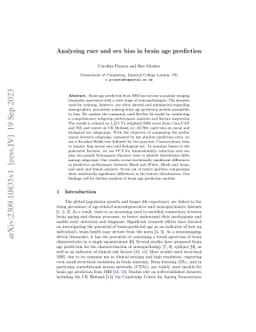 Analysing race and sex bias in brain age prediction