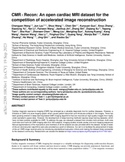 CMRxRecon: An open cardiac MRI dataset for the competition of
  accelerated image reconstruction