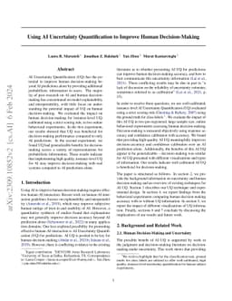 Using AI Uncertainty Quantification to Improve Human Decision-Making