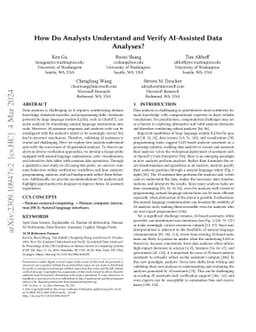How Do Analysts Understand and Verify AI-Assisted Data Analyses?