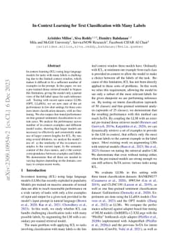 In-Context Learning for Text Classification with Many Labels