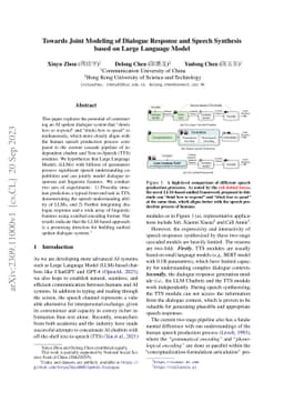 Towards Joint Modeling of Dialogue Response and Speech Synthesis based
  on Large Language Model