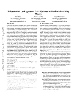 Information Leakage from Data Updates in Machine Learning Models