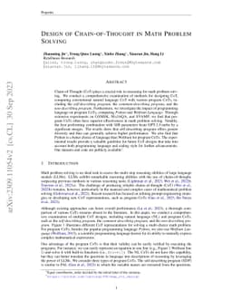 Design of Chain-of-Thought in Math Problem Solving
