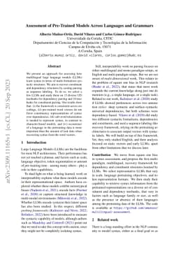 Assessment of Pre-Trained Models Across Languages and Grammars