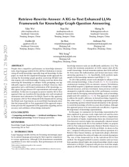 Retrieve-Rewrite-Answer: A KG-to-Text Enhanced LLMs Framework for
  Knowledge Graph Question Answering