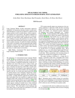 Speak While You Think: Streaming Speech Synthesis During Text Generation