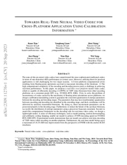 Towards Real-Time Neural Video Codec for Cross-Platform Application
  Using Calibration Information