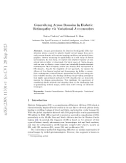 Generalizing Across Domains in Diabetic Retinopathy via Variational
  Autoencoders