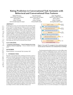 Rating Prediction in Conversational Task Assistants with Behavioral and
  Conversational-Flow Features
