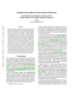 Studying Lobby Influence in the European Parliament