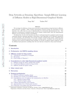 Deep Networks as Denoising Algorithms: Sample-Efficient Learning of
  Diffusion Models in High-Dimensional Graphical Models