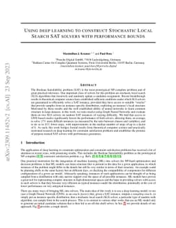 Using deep learning to construct stochastic local search SAT solvers
  with performance bounds