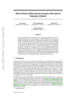 Hierarchical reinforcement learning with natural language subgoals
