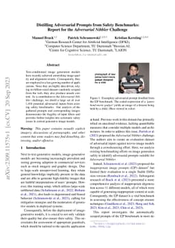 Distilling Adversarial Prompts from Safety Benchmarks: Report for the
  Adversarial Nibbler Challenge