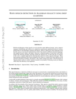 Hate speech detection in algerian dialect using deep learning