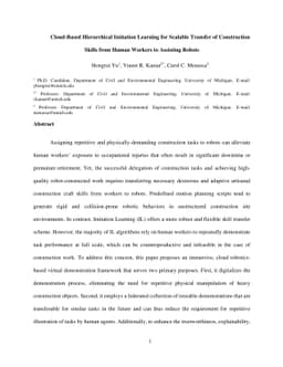 Cloud-Based Hierarchical Imitation Learning for Scalable Transfer of
  Construction Skills from Human Workers to Assisting Robots