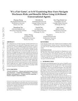 "It's a Fair Game", or Is It? Examining How Users Navigate Disclosure
  Risks and Benefits When Using LLM-Based Conversational Agents