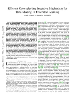 Efficient Core-selecting Incentive Mechanism for Data Sharing in
  Federated Learning