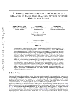 Stochastic stiffness identification and response estimation of
  Timoshenko beams via physics-informed Gaussian processes