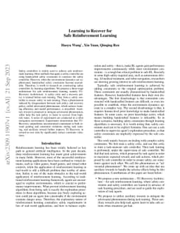 Learning to Recover for Safe Reinforcement Learning