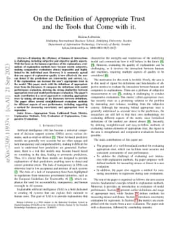 On the Definition of Appropriate Trust and the Tools that Come with it