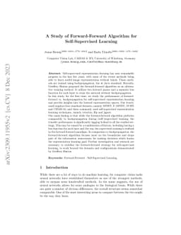 A Study of Forward-Forward Algorithm for Self-Supervised Learning