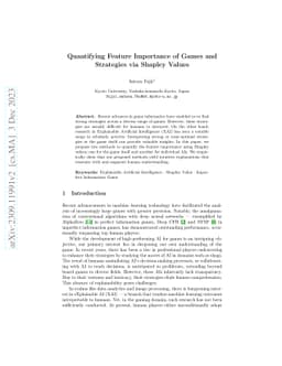 Quantifying Feature Importance of Games and Strategies via Shapley
  Values