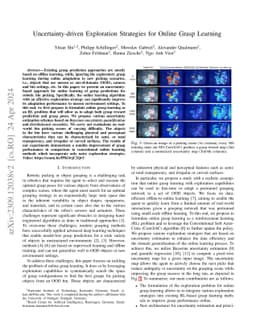 Uncertainty-driven Exploration Strategies for Online Grasp Learning