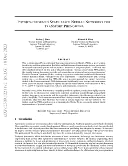 Physics-informed State-space Neural Networks for Transport Phenomena
