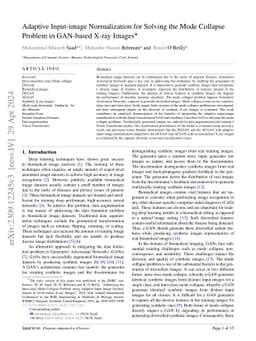 Adaptive Input-image Normalization for Solving the Mode Collapse Problem
  in GAN-based X-ray Images