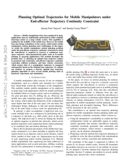 Planning Optimal Trajectories for Mobile Manipulators under End-effector
  Trajectory Continuity Constraint