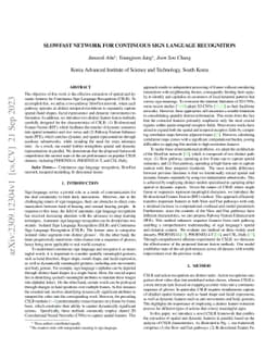 SlowFast Network for Continuous Sign Language Recognition