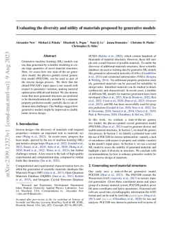 Evaluating the diversity and utility of materials proposed by generative
  models
