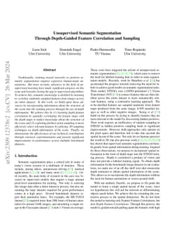 Unsupervised Semantic Segmentation Through Depth-Guided Feature
  Correlation and Sampling