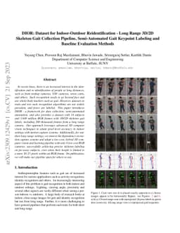 DIOR: Dataset for Indoor-Outdoor Reidentification -- Long Range 3D/2D
  Skeleton Gait Collection Pipeline, Semi-Automated Gait Keypoint Labeling and
  Baseline Evaluation Methods
