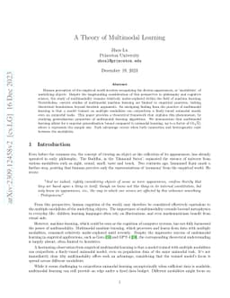 A Theory of Multimodal Learning