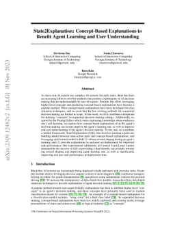 State2Explanation: Concept-Based Explanations to Benefit Agent Learning
  and User Understanding