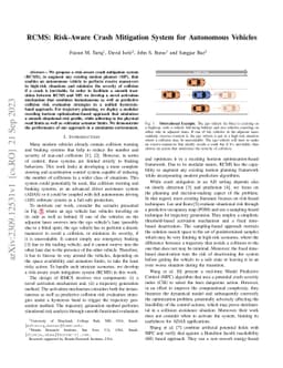 RCMS: Risk-Aware Crash Mitigation System for Autonomous Vehicles