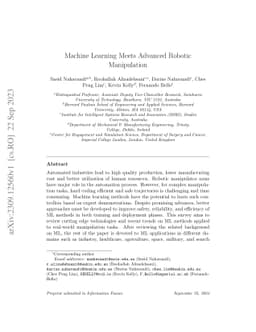Machine Learning Meets Advanced Robotic Manipulation