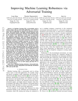 Improving Machine Learning Robustness via Adversarial Training