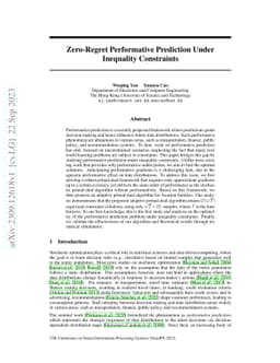 Zero-Regret Performative Prediction Under Inequality Constraints