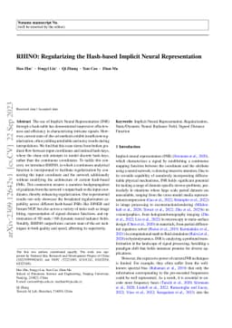 RHINO: Regularizing the Hash-based Implicit Neural Representation